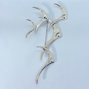 TAXCO Mexico 925 Sterling Silver Angel Fish Fishes Brooch Pin Marked 19 Gr 4.5”